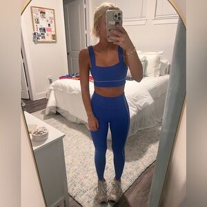 All in Motion Blue Athletic sports bra and matching leggings
